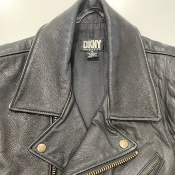 DKNY | Vintage Black Leather Biker Vest ~ Size Medium - Picture 3 of 17